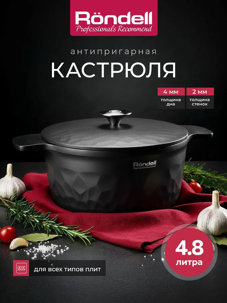 Кастрюля 4.8 л. с крышкой антипригарная с толстым дном купить на CrossVill