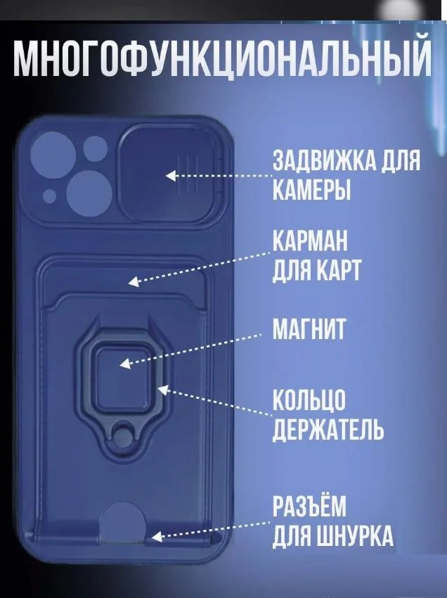 Чехол-накладка для Apple Iphone 13 (силикон) синий с защитой камеры купить на crossvill