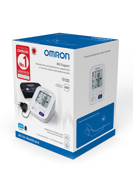 Автоматический тонометр для измерения артериального давления Omron/Омрон M3 Expert (HEM-7154-ALRU)