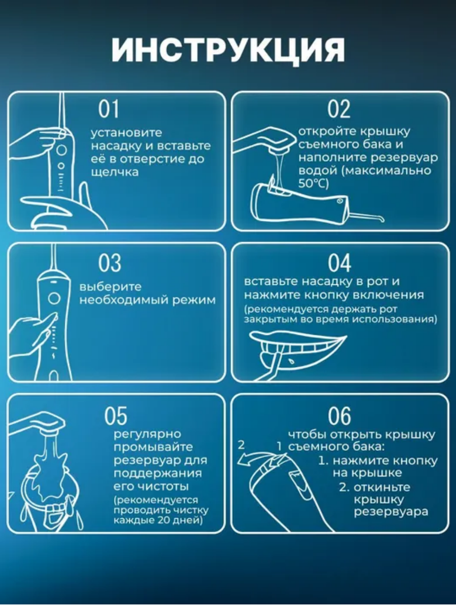Портативный ирригатор для полости рта MIRU BIP-005, черный купить на кроссвилл
