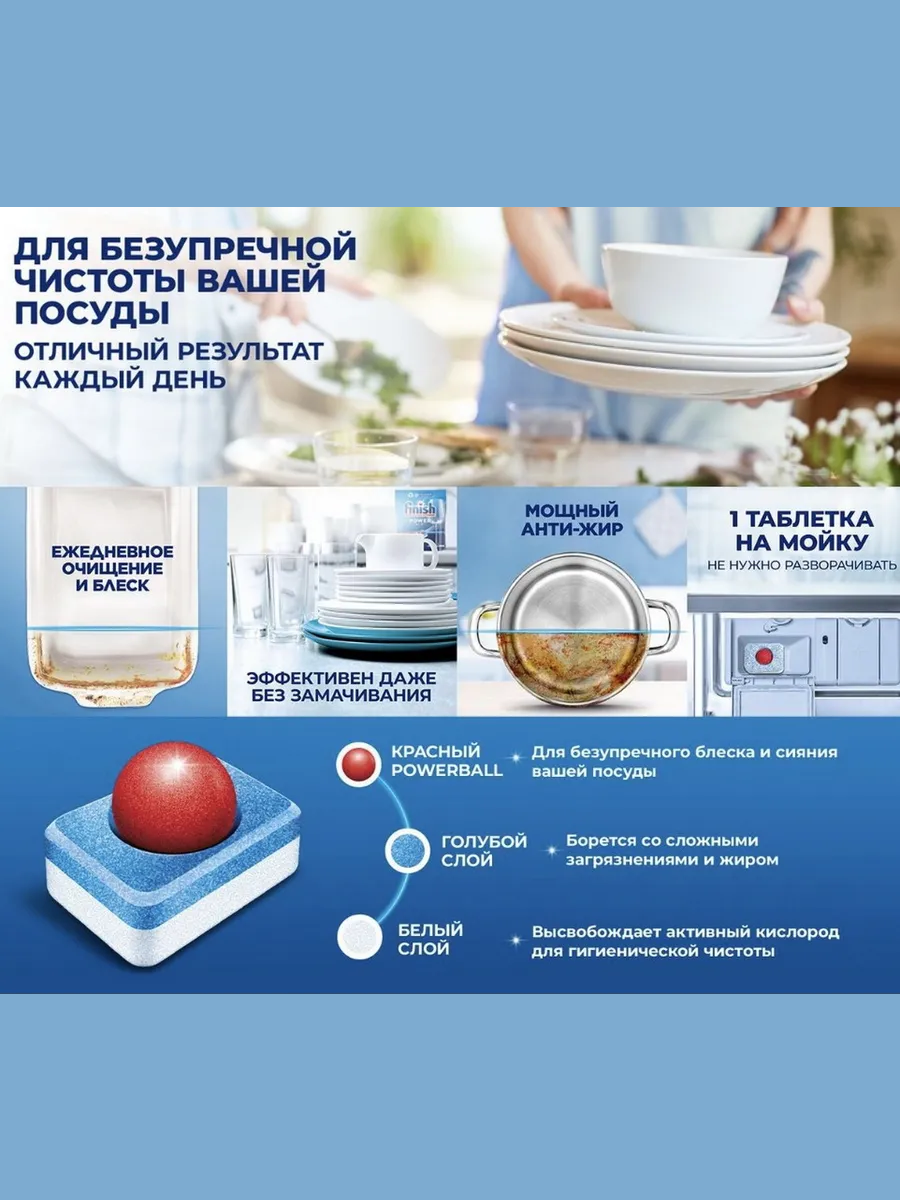 Таблетки для посудомоечной машины Finish Power All in 1, 100 шт купить на CrossVill