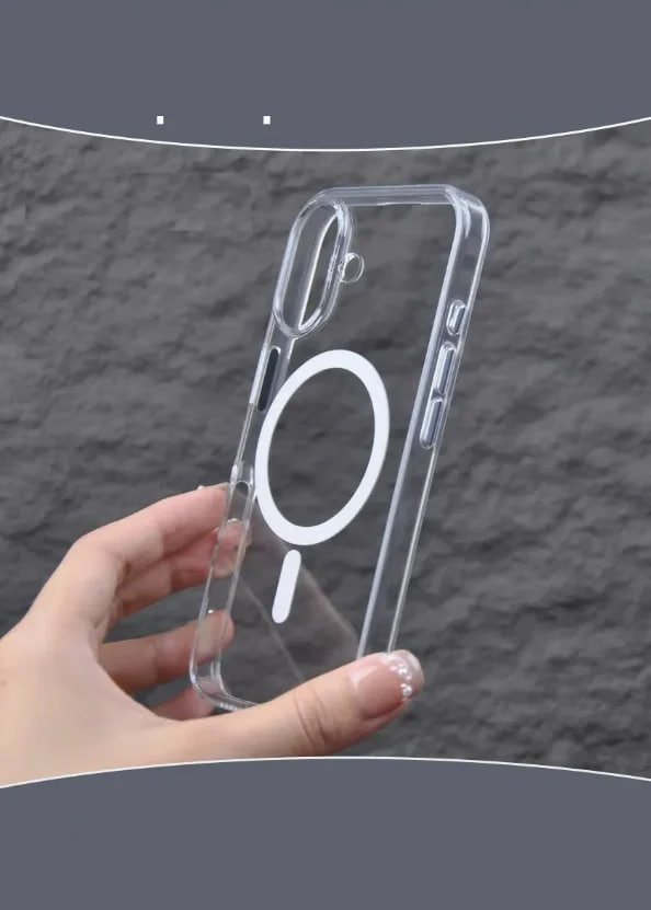  Чехол-накладка для Apple Iphone 16 (силикон+TPU) прозрачный Clear Case с MagSafe 