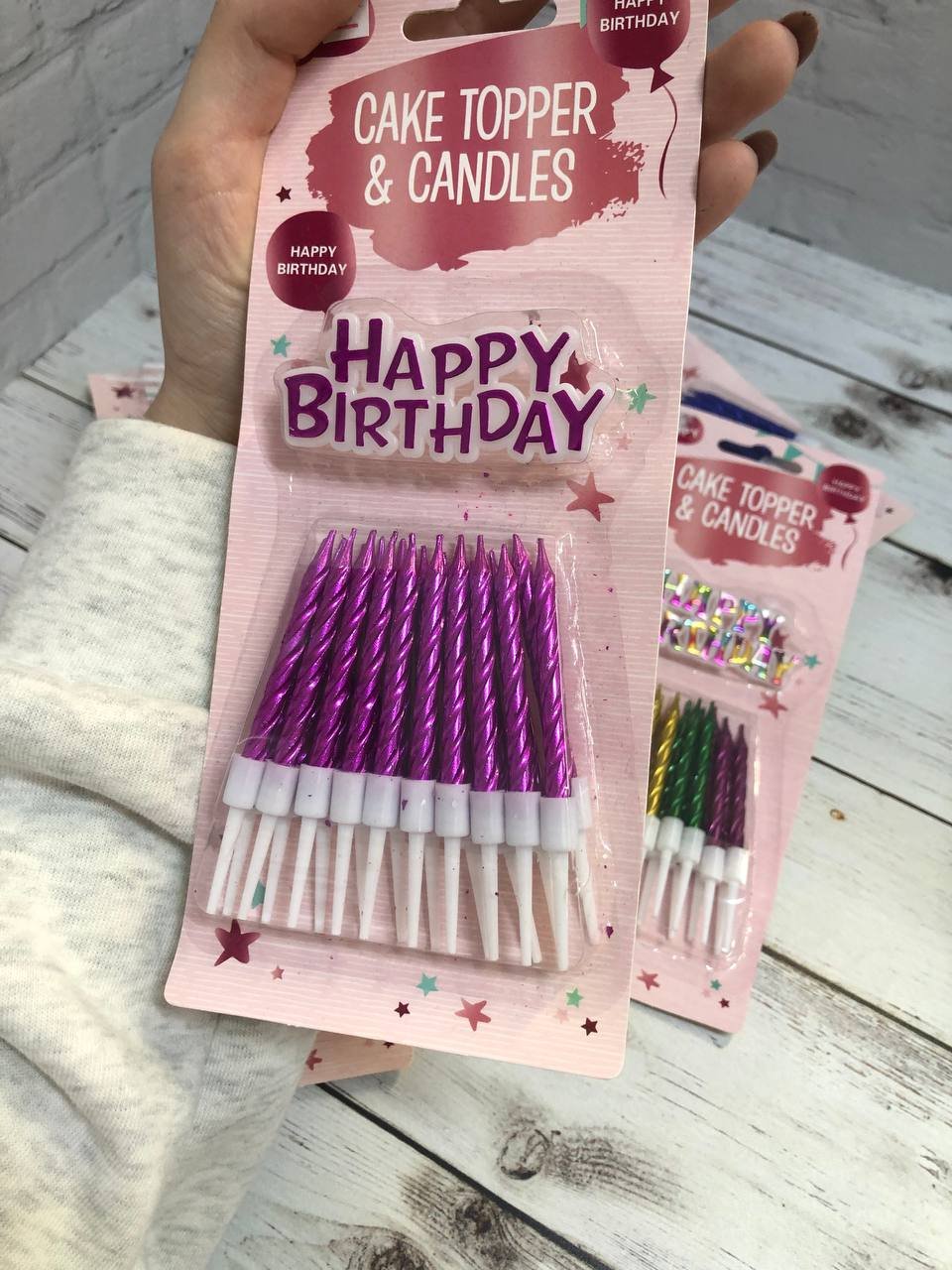 Набор свечей для торта с топпером «Happy Birthday»