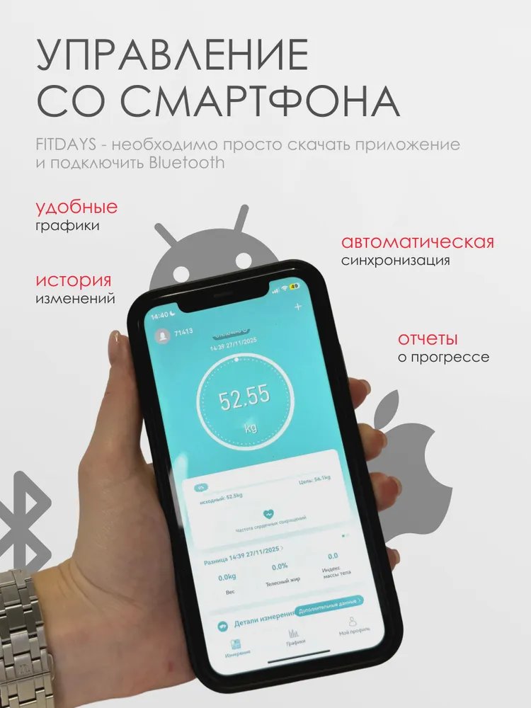 Умные весы напольные биоимпедансные sertsa® мета black на кроссвилл