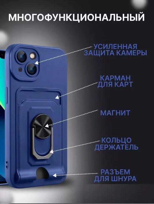  Чехол-накладка для Apple Iphone 14 (силикон) синий с защитой камеры