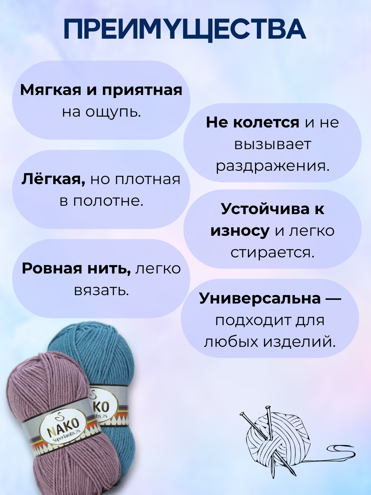 Пряжа NAKO Superlambs 25 (Суперламбс 25 Нако) 23599 - джинс
