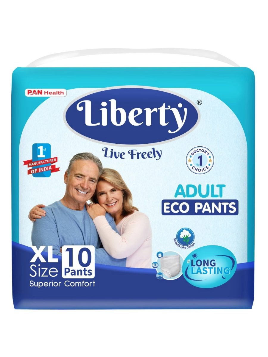  Подгузники-трусики для взрослых Liberty Pants Eco Pants XL объем талии 96-165 см, уход за пожилыми людьми, средняя степень недержания, инконтиненция, реабилитация после операций, активный образ жизни при недержании, защита кожи от раздражений и опрелостей, гипоаллергенный защитный слой, надежная фиксация на теле, экономия бюджета