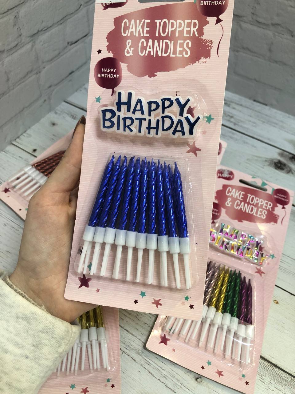 Набор свечей для торта с топпером «Happy Birthday»