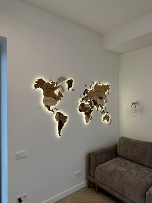 Карта мира 180*100 см с подсветкой под заказ