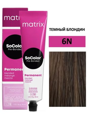 Крем-краска для волос Matrix SoColor Pre-Bonded 6N темный блондин 90мл + оксид 6% 60мл