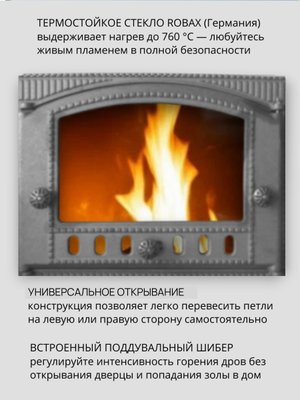чугунная дверца дк-2с со стеклом, каминная дверка литком, печное литье рубцовск, топочная дверца с термостойким стеклом robax, crossvill by