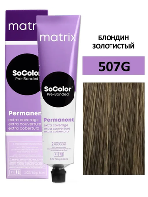 Крем-краска для волос Matrix SoColor Pre-Bonded 507G блондин золотистый 100% покрытие седины 90мл + оксид 6% 60мл