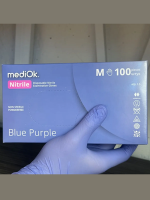 Перчатки нитриловые MediOK фиолетовые Размер M 100 штук (Камбоджа)