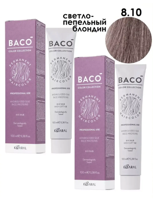 Крем-краска для волос Kaaral Baco 8.10 светло-пепельный блондин 100мл
