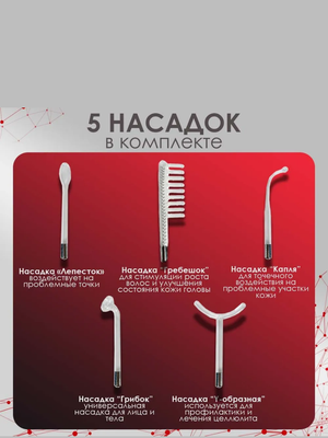 Импульсный массажер BP-7000 sertsa®/СЭРЦА с 5 насадками для кожи головы, для тела и лица