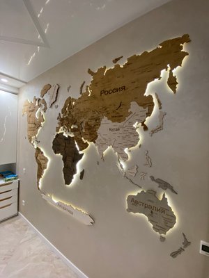 Карта мира 300*185 см с подсветкой под заказ