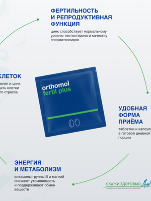 БАД ОРТОМОЛ/ORTHOMOL® Fertil plus для фертильности (таблетки+капсулы) для мужчин, № 30 купить на crossvill