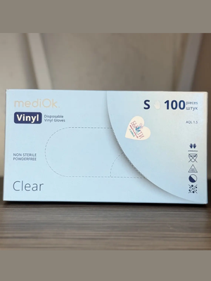 Перчатки виниловые MediOK clear Размер S 100 штук (Вьетнам)
