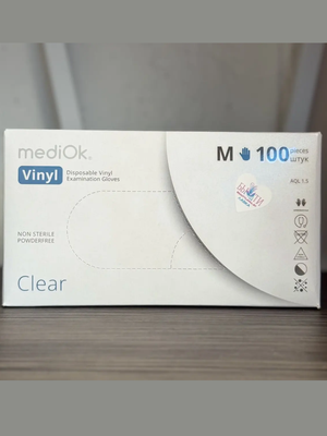 Перчатки виниловые MediOK прозрачные Размер M 100 штук