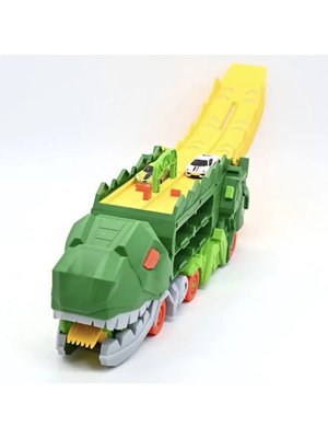  Автотрек Динозавр-трансформер T-Rex с двумя машинками купить на crossvill