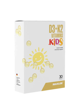 БАД Maxler к пище D3 + K2 Витамины Kids, капсулы по 0,3 г № 30 купить на Кроссвилл