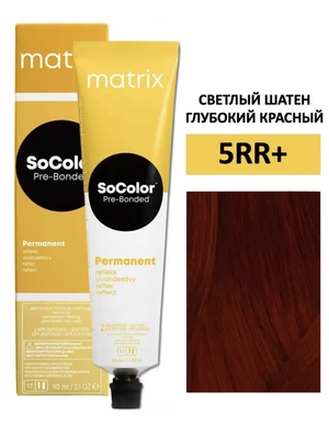 Крем-краска для волос Matrix SoColor Pre-Bonded 5RR+ светлый шатен глубокий красный плюс 90 мл + оксид 6% 60мл