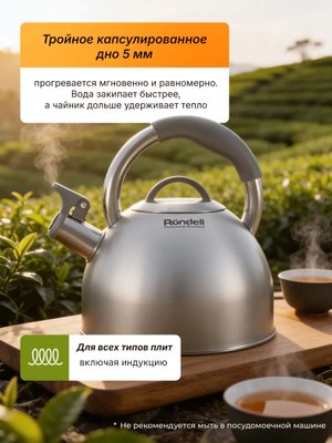 Чайник со свистком для плиты из нержавеющей стали 2,5 л купить на CrossVill