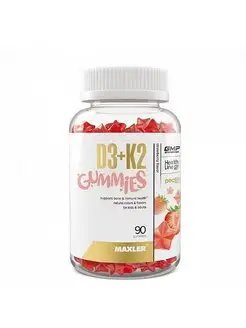  БАД Maxler "D3K2 Гаммиз" вкус клубники жевательные конфеты, 90 шт, для детей и взрослых, для костей, зубов и иммунитета