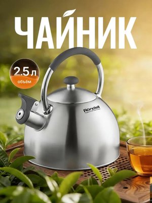 Чайник со свистком для плиты из нержавеющей стали 2,5 л Rondell Solo RDS-1608