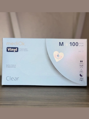 Перчатки виниловые MediOK clear Размер M 100 штук (Вьетнам)