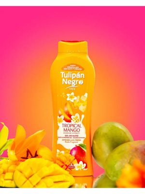 Купить на CrossVill испанский гель для душа Tulipán Negro Tropical Mango (650 мл) с экзотическим ароматом манго для сухой кожи, 0% парабенов.