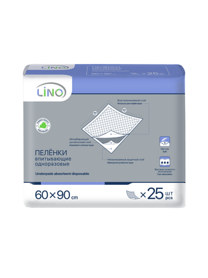 Пеленки впитывающие Lino одноразовые 60 х 90 см, 25 шт