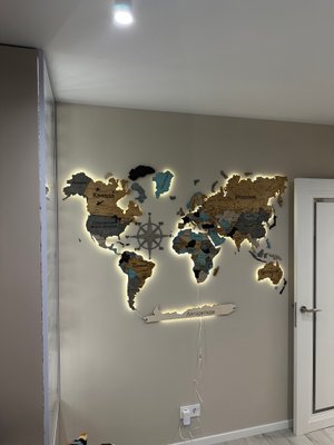Карта мира 180*100 см с подсветкой под заказ