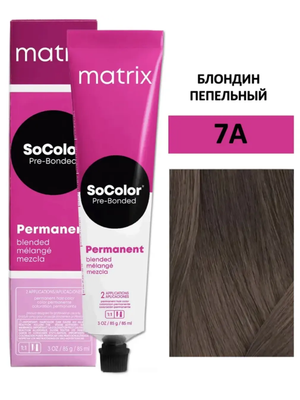 Крем-краска для волос Matrix SoColor Pre-Bonded 7А блондин пепельный 90мл + оксид 6% 60мл