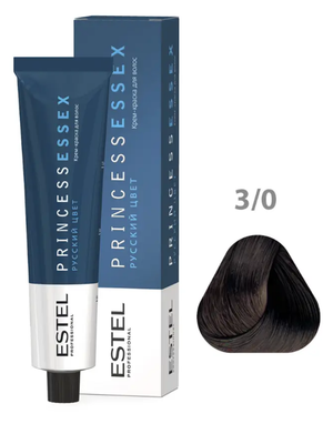 Крем-краска ESTEL PRINCESS ESSEX 3/0 темный шатен 60 мл + оксид 6% 60мл