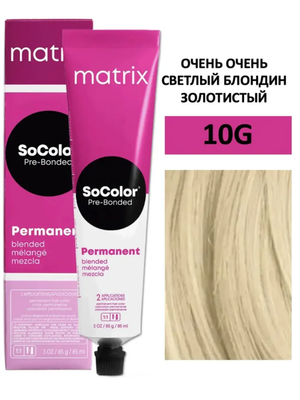 Крем-краска для волос Matrix SoColor Pre-Bonded 10G очень очень светлый блондин золотистый 90мл + оксид 6% 60мл