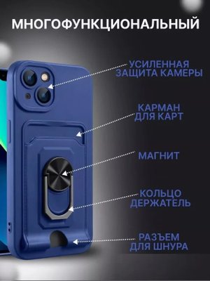  Чехол-накладка для Apple Iphone 14 (силикон) синий с защитой камеры