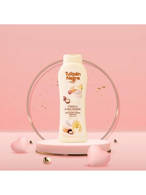 Купить на CrossVill испанский гель для душа Tulipán Negro (650 мл) с ароматом ванили и ореха макадамия для интенсивного питания сухой кожи, без парабенов.