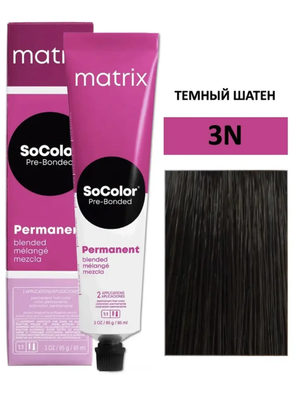 Крем-краска для волос Matrix SoColor Pre-Bonded 3N темный шатен 90мл+оксид 6% 60мл