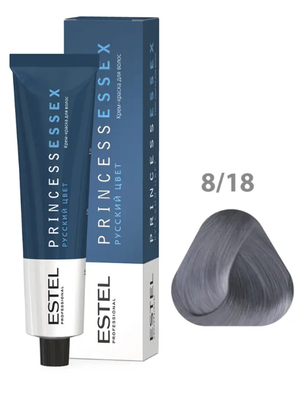 Крем-краска ESTEL PRINCESS ESSEX CHROME 8/18 Светло-русый пепельно-жемчужный 60 мл + оксид 6% 60мл