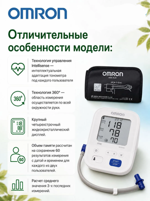 Автоматический тонометр для измерения артериального давления Omron/Омрон, модель МЗ Comfort (HEM-7155-ALRU)