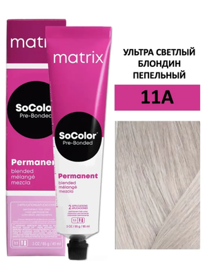 Крем-краска для волос Matrix SoColor Pre-Bonded 11A ультра светлый блондин пепельный 90мл + оксид 6% 60мл