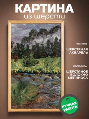 Картина из шерсти "Куда бежишь, вода?"