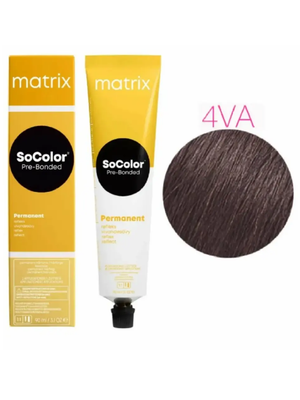 Крем-краска для волос Matrix SoColor Pre-Bonded 4VA Шатен перламутрово-пепельный, 90 мл + оксид 6% 60мл