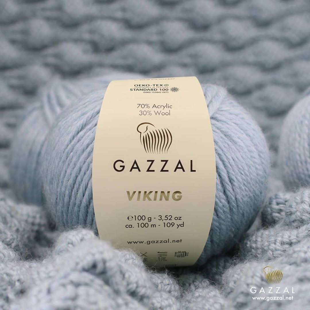 Пряжа для ручного вязания  полушерстяная Gazzal Viking 4019 - темно-синий